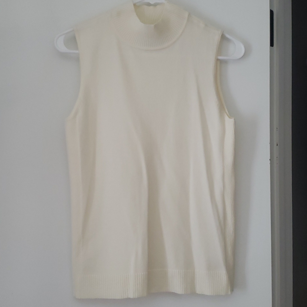 Christopher & Banks Cream Turtleneck Tank